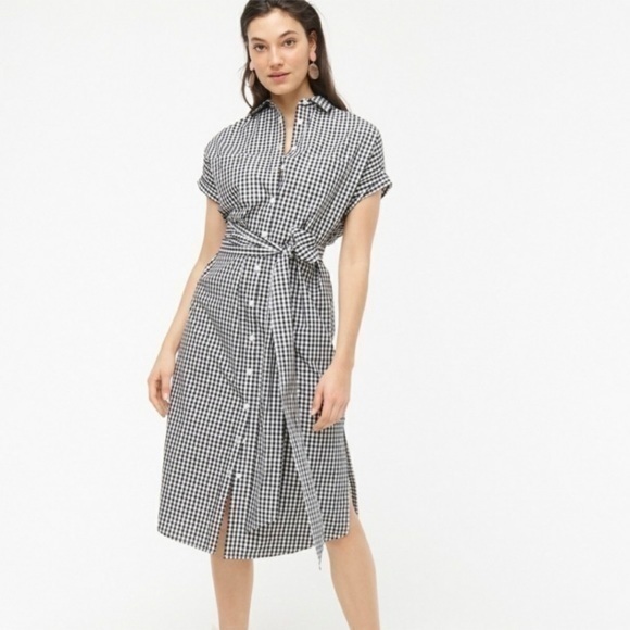 J. Crew Dresses & Skirts - J.CREW Relaxed-fit short-sleeve cotton poplin shirtdress in gingham XS
